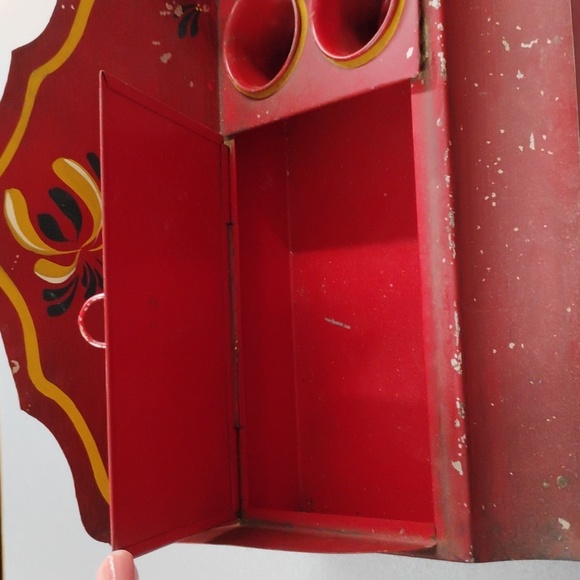 Vintage Hand Painted Metal Desk Organizer/Ink Well - Picture 6 of 10